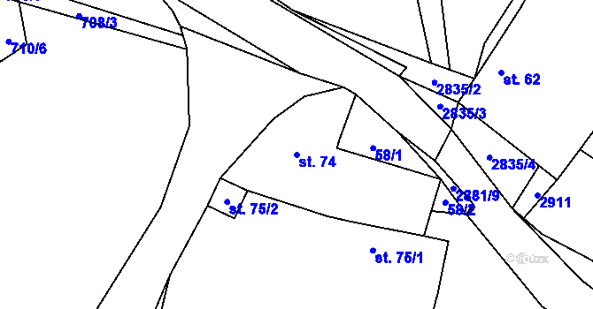 Parcela st. 74 v KÚ Zdislavice u Vlašimi, Katastrální mapa