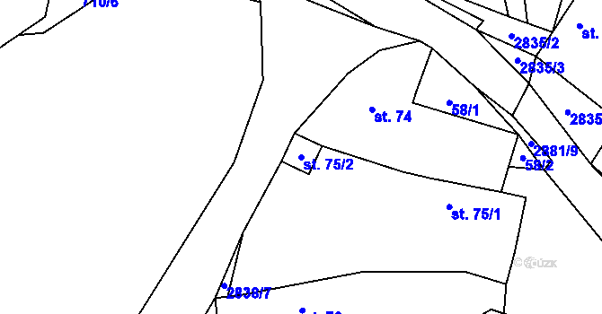 Parcela st. 75/2 v KÚ Zdislavice u Vlašimi, Katastrální mapa