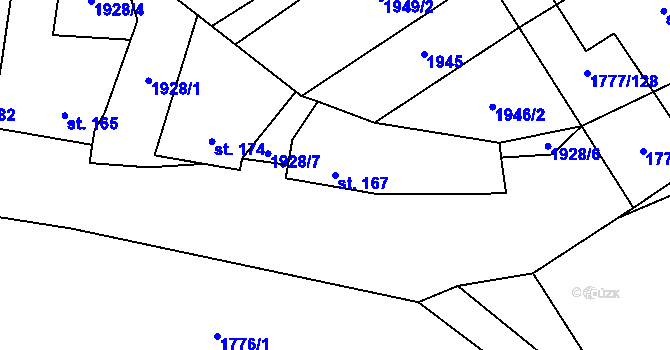 Parcela st. 167 v KÚ Zdislavice u Vlašimi, Katastrální mapa