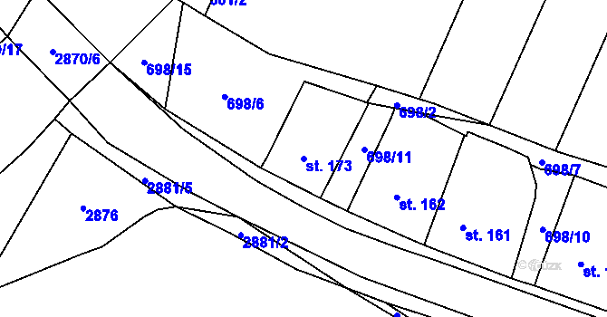 Parcela st. 173 v KÚ Zdislavice u Vlašimi, Katastrální mapa