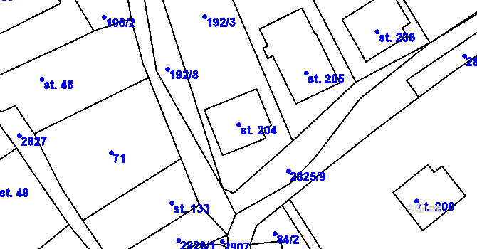 Parcela st. 204 v KÚ Zdislavice u Vlašimi, Katastrální mapa