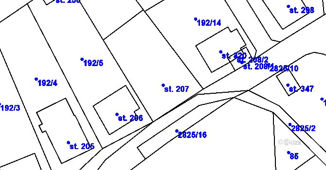 Parcela st. 207 v KÚ Zdislavice u Vlašimi, Katastrální mapa