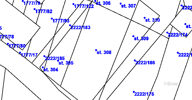 Parcela st. 308 v KÚ Zdislavice u Vlašimi, Katastrální mapa
