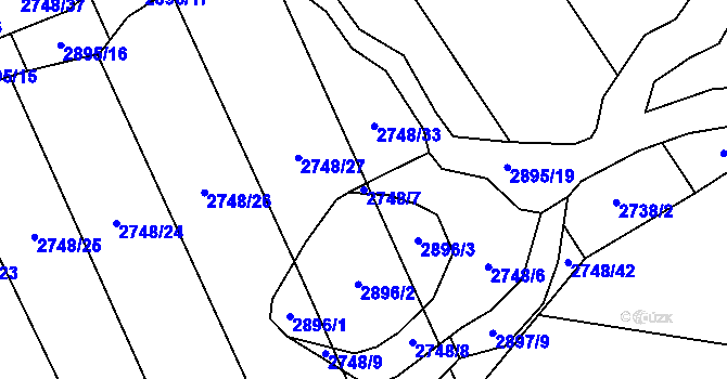 Parcela st. 2748/7 v KÚ Zdislavice u Vlašimi, Katastrální mapa