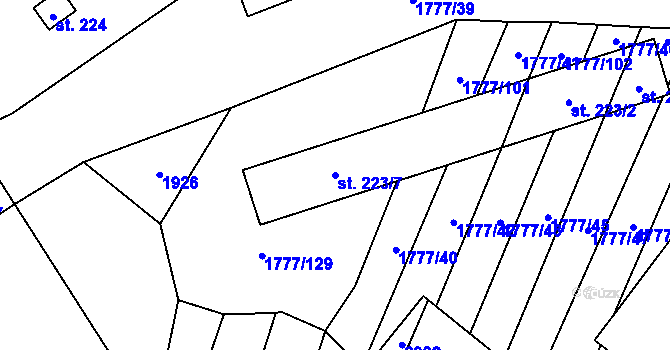 Parcela st. 223/7 v KÚ Zdislavice u Vlašimi, Katastrální mapa