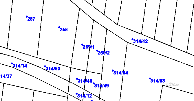 Parcela st. 260/2 v KÚ Zdislavice u Vlašimi, Katastrální mapa