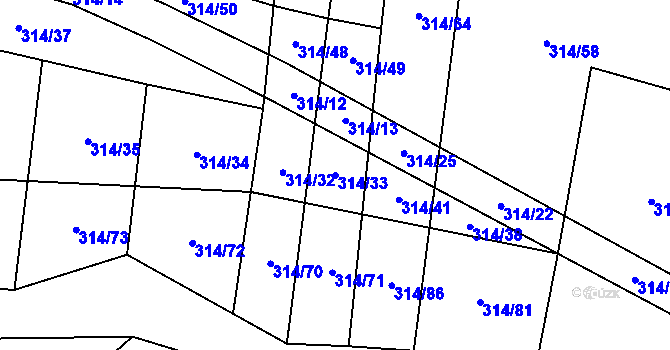 Parcela st. 314/33 v KÚ Zdislavice u Vlašimi, Katastrální mapa