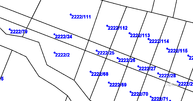 Parcela st. 2222/25 v KÚ Zdislavice u Vlašimi, Katastrální mapa