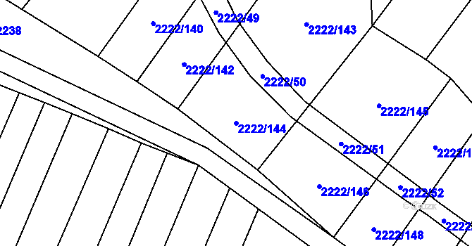 Parcela st. 2222/144 v KÚ Zdislavice u Vlašimi, Katastrální mapa