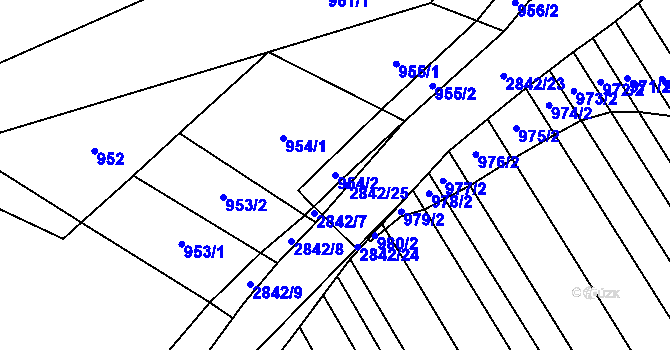 Parcela st. 954/2 v KÚ Zdislavice u Vlašimi, Katastrální mapa