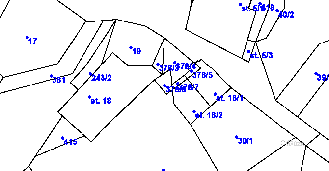 Parcela st. 378/6 v KÚ Dubí, Katastrální mapa