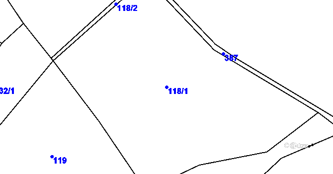 Parcela st. 118/1 v KÚ Dubí, Katastrální mapa