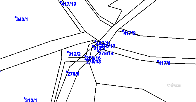 Parcela st. 278/14 v KÚ Dubí, Katastrální mapa
