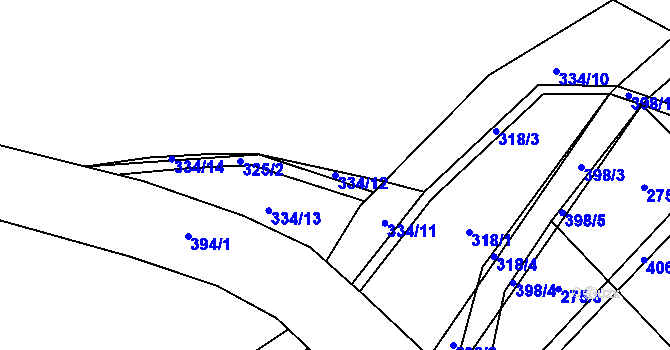 Parcela st. 334/12 v KÚ Dubí, Katastrální mapa