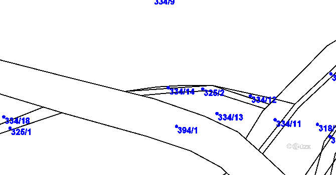 Parcela st. 334/14 v KÚ Dubí, Katastrální mapa