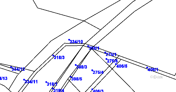 Parcela st. 398/1 v KÚ Dubí, Katastrální mapa