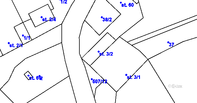 Parcela st. 3/2 v KÚ Zdislavice u Herálce, Katastrální mapa