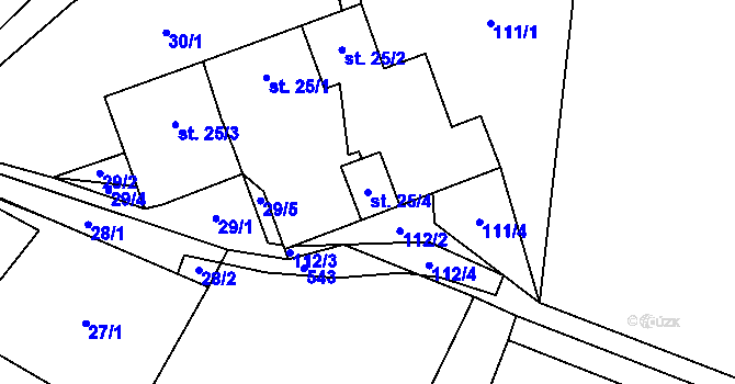 Parcela st. 25/4 v KÚ Zdislavice u Herálce, Katastrální mapa