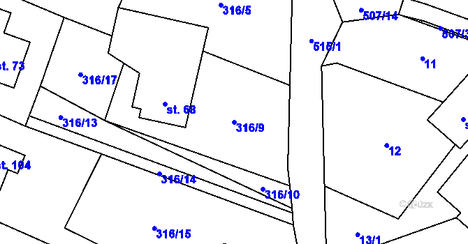 Parcela st. 316/9 v KÚ Zdislavice u Herálce, Katastrální mapa