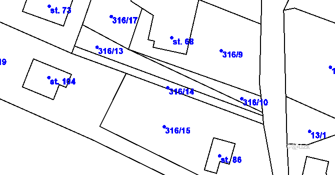 Parcela st. 316/14 v KÚ Zdislavice u Herálce, Katastrální mapa
