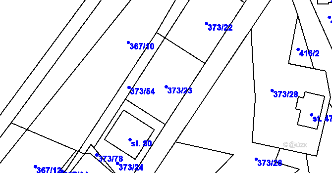 Parcela st. 373/23 v KÚ Zdislavice u Herálce, Katastrální mapa