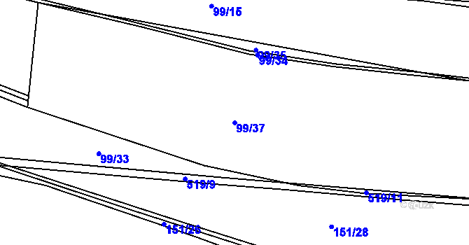 Parcela st. 99/37 v KÚ Zdislavice u Herálce, Katastrální mapa