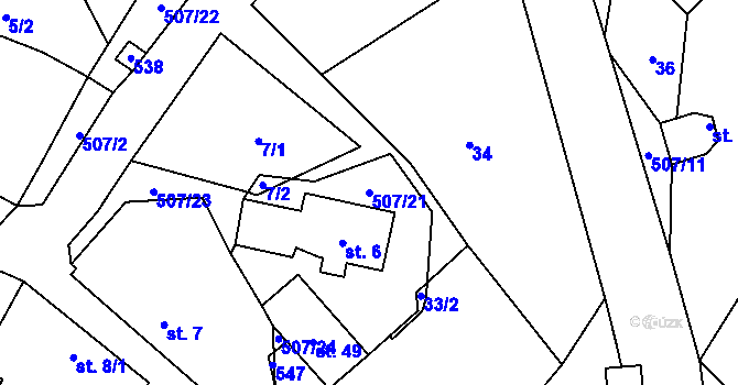 Parcela st. 507/21 v KÚ Zdislavice u Herálce, Katastrální mapa