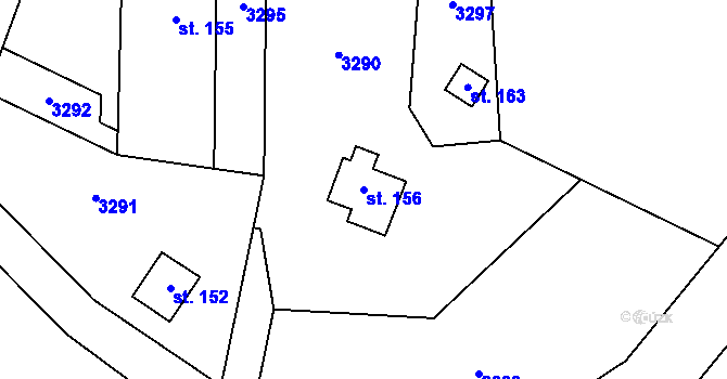 Parcela st. 156 v KÚ Kačerov u Zdobnice, Katastrální mapa