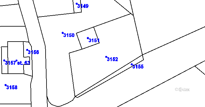 Parcela st. 62 v KÚ Souvlastní, Katastrální mapa