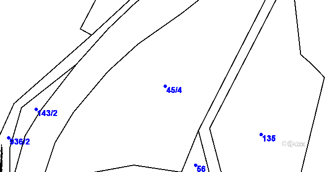 Parcela st. 45/4 v KÚ Souvlastní, Katastrální mapa