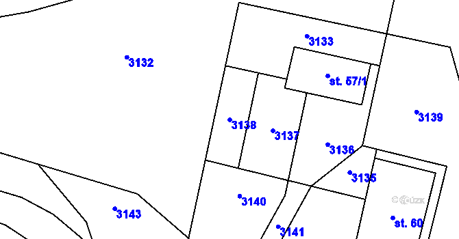 Parcela st. 3138 v KÚ Souvlastní, Katastrální mapa