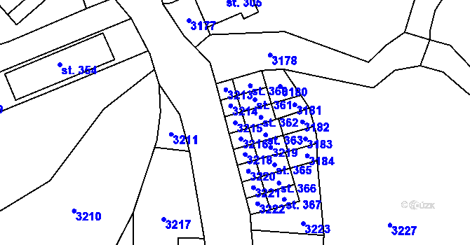 Parcela st. 3215 v KÚ Velká Zdobnice, Katastrální mapa