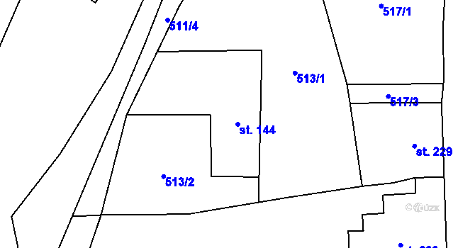 Parcela st. 144 v KÚ Zdoňov, Katastrální mapa