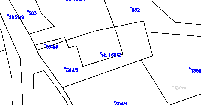 Parcela st. 168/2 v KÚ Zdoňov, Katastrální mapa
