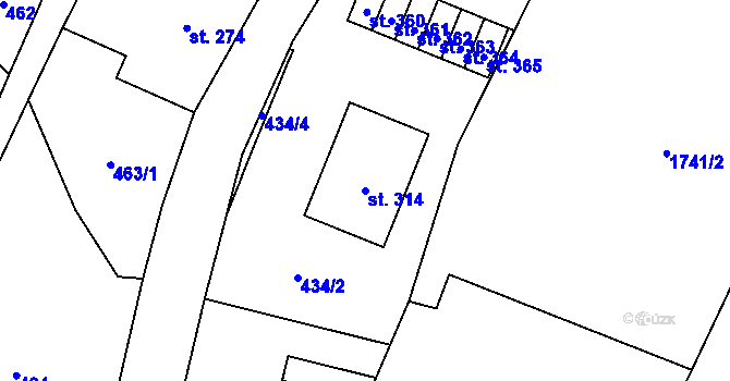 Parcela st. 314 v KÚ Zdoňov, Katastrální mapa
