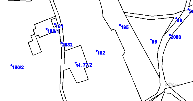 Parcela st. 182 v KÚ Zdoňov, Katastrální mapa