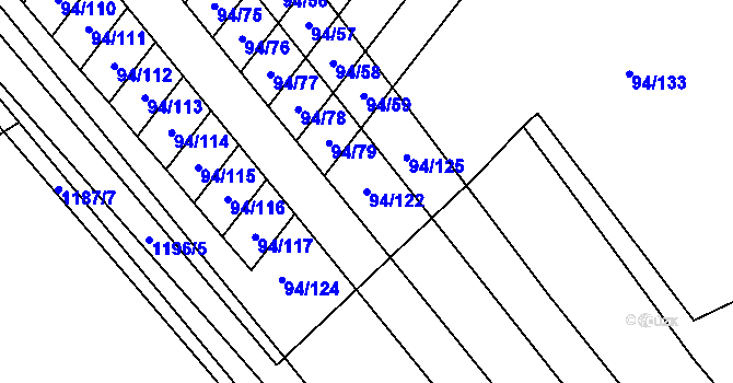 Parcela st. 94/122 v KÚ Zdounky, Katastrální mapa