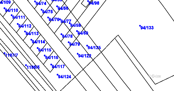 Parcela st. 94/125 v KÚ Zdounky, Katastrální mapa