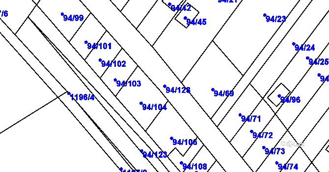 Parcela st. 94/128 v KÚ Zdounky, Katastrální mapa