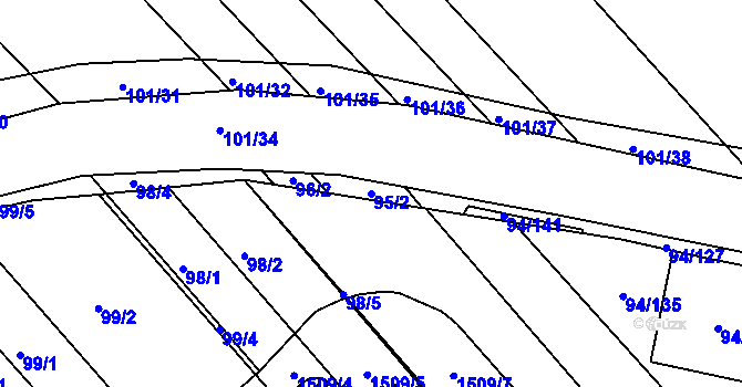 Parcela st. 95/2 v KÚ Zdounky, Katastrální mapa