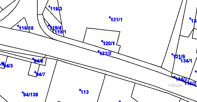Parcela st. 121/2 v KÚ Zdounky, Katastrální mapa
