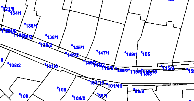 Parcela st. 147/1 v KÚ Zdounky, Katastrální mapa