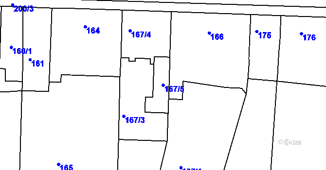 Parcela st. 167/5 v KÚ Zdounky, Katastrální mapa