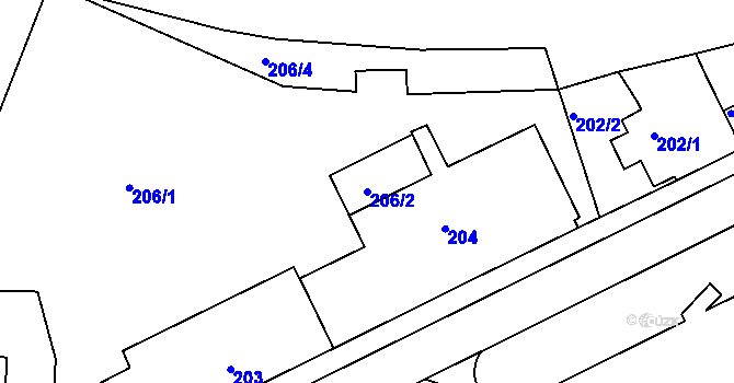 Parcela st. 206/2 v KÚ Zdounky, Katastrální mapa