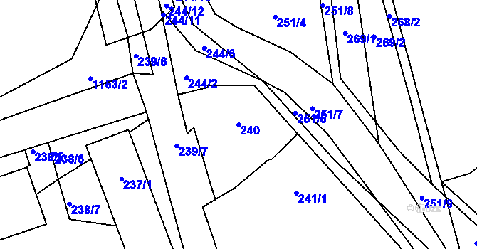 Parcela st. 240 v KÚ Zdounky, Katastrální mapa