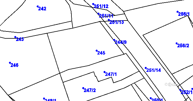 Parcela st. 245 v KÚ Zdounky, Katastrální mapa