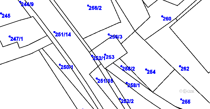 Parcela st. 253 v KÚ Zdounky, Katastrální mapa