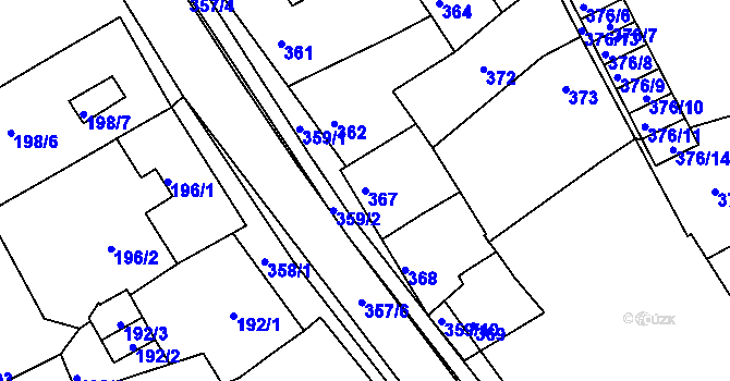 Parcela st. 367 v KÚ Zdounky, Katastrální mapa