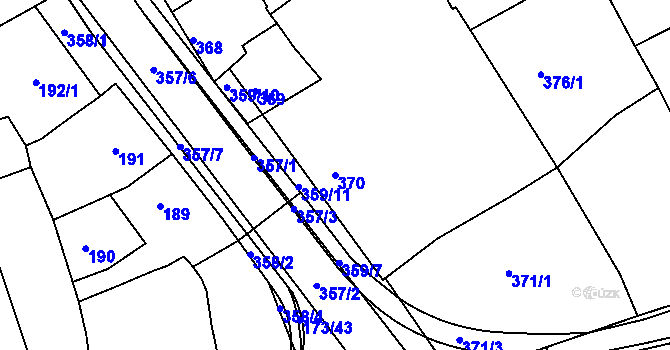 Parcela st. 370 v KÚ Zdounky, Katastrální mapa