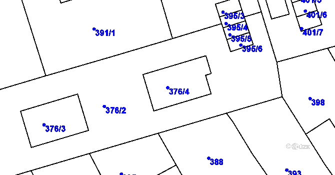 Parcela st. 376/4 v KÚ Zdounky, Katastrální mapa